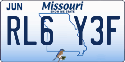 MO license plate RL6Y3F