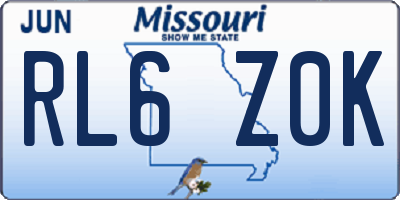 MO license plate RL6Z0K