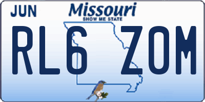 MO license plate RL6Z0M