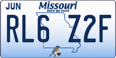 MO license plate RL6Z2F