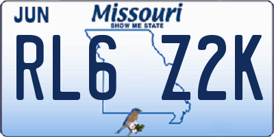MO license plate RL6Z2K