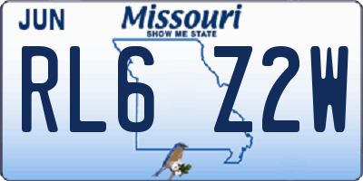 MO license plate RL6Z2W