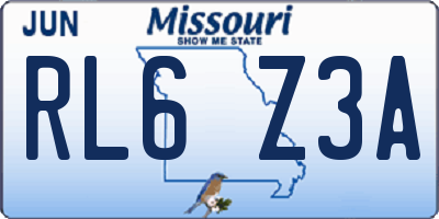 MO license plate RL6Z3A