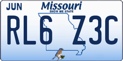 MO license plate RL6Z3C