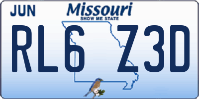 MO license plate RL6Z3D