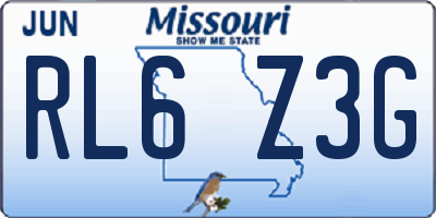 MO license plate RL6Z3G