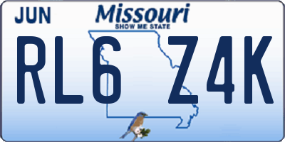 MO license plate RL6Z4K