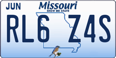 MO license plate RL6Z4S