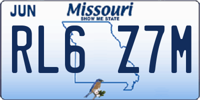 MO license plate RL6Z7M