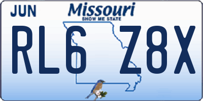 MO license plate RL6Z8X