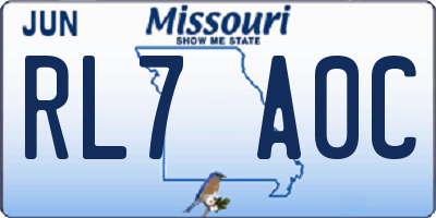 MO license plate RL7A0C