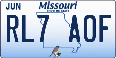 MO license plate RL7A0F