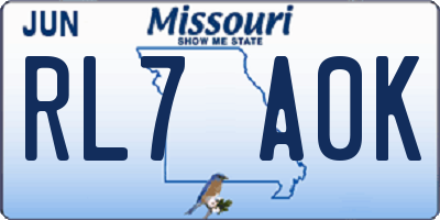 MO license plate RL7A0K