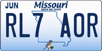 MO license plate RL7A0R