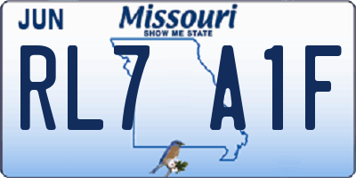 MO license plate RL7A1F