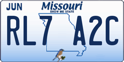 MO license plate RL7A2C