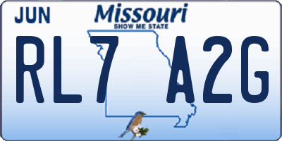 MO license plate RL7A2G