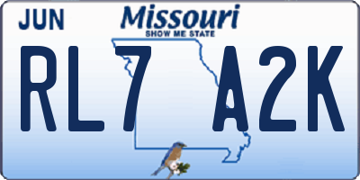 MO license plate RL7A2K