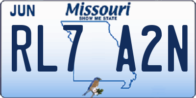 MO license plate RL7A2N