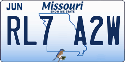 MO license plate RL7A2W