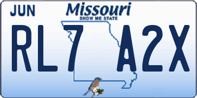 MO license plate RL7A2X