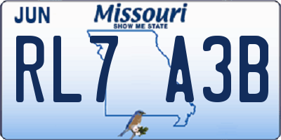 MO license plate RL7A3B