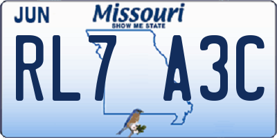 MO license plate RL7A3C
