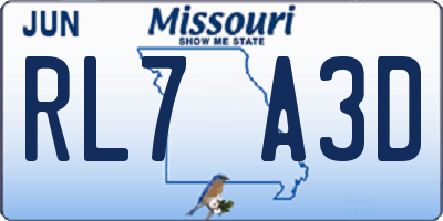 MO license plate RL7A3D