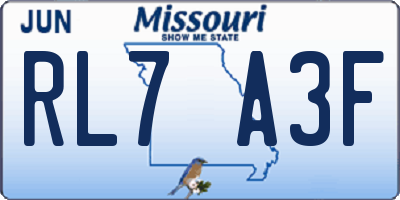 MO license plate RL7A3F