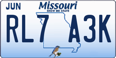 MO license plate RL7A3K