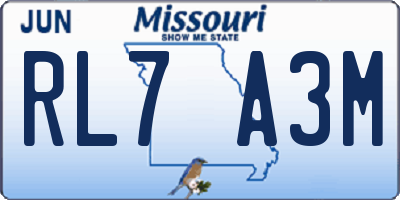MO license plate RL7A3M