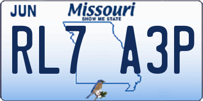 MO license plate RL7A3P