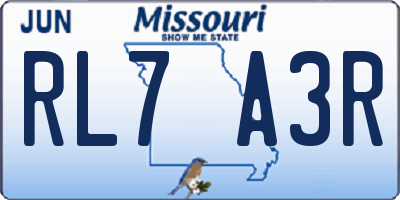 MO license plate RL7A3R