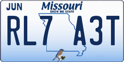 MO license plate RL7A3T