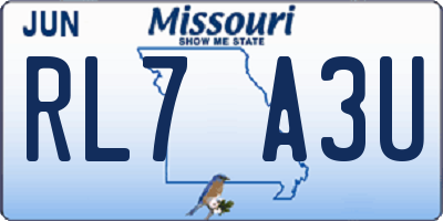 MO license plate RL7A3U