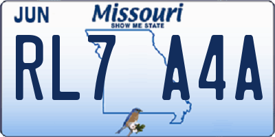 MO license plate RL7A4A