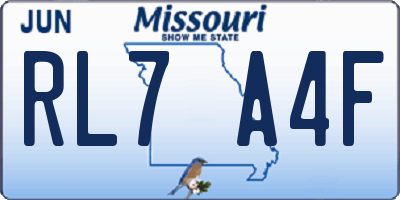 MO license plate RL7A4F