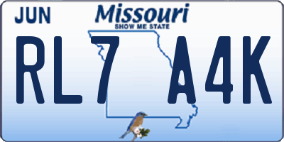 MO license plate RL7A4K