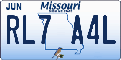 MO license plate RL7A4L