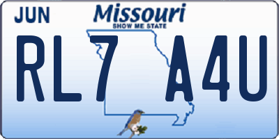 MO license plate RL7A4U