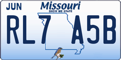 MO license plate RL7A5B