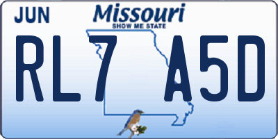 MO license plate RL7A5D