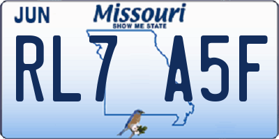 MO license plate RL7A5F