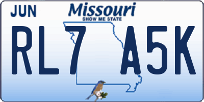 MO license plate RL7A5K