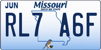 MO license plate RL7A6F