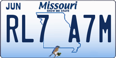 MO license plate RL7A7M