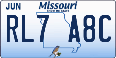 MO license plate RL7A8C