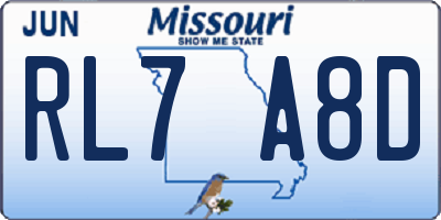 MO license plate RL7A8D