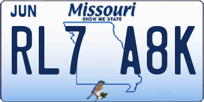 MO license plate RL7A8K