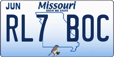 MO license plate RL7B0C